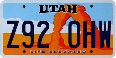 UT license plate Z920HW