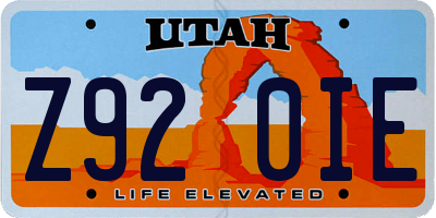 UT license plate Z920IE