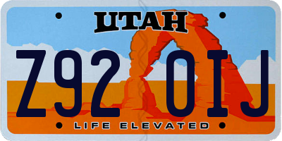 UT license plate Z920IJ