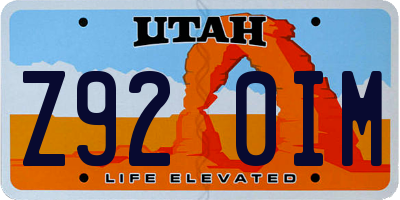 UT license plate Z920IM