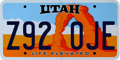 UT license plate Z920JE