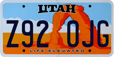 UT license plate Z920JG