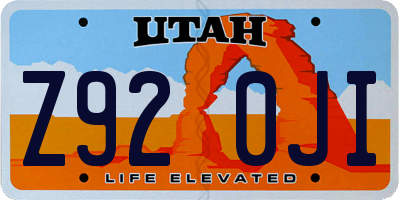 UT license plate Z920JI
