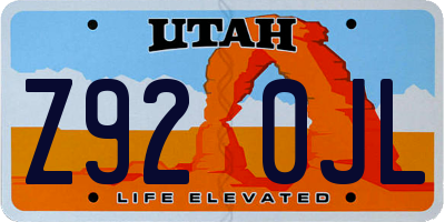 UT license plate Z920JL