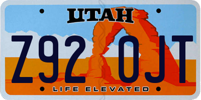 UT license plate Z920JT