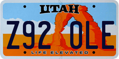 UT license plate Z920LE