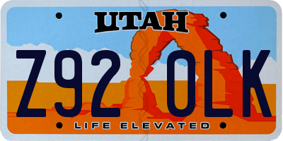 UT license plate Z920LK