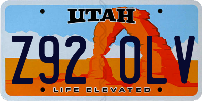 UT license plate Z920LV