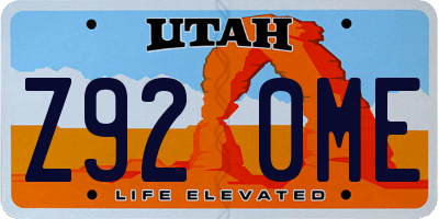 UT license plate Z920ME