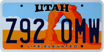 UT license plate Z920MW