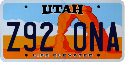 UT license plate Z920NA