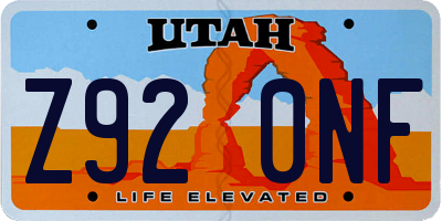 UT license plate Z920NF