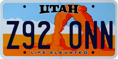 UT license plate Z920NN