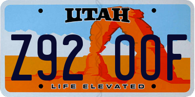UT license plate Z920OF
