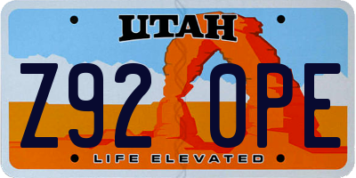 UT license plate Z920PE