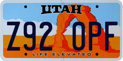 UT license plate Z920PF