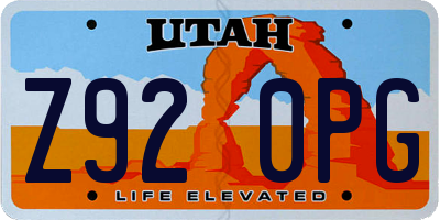 UT license plate Z920PG
