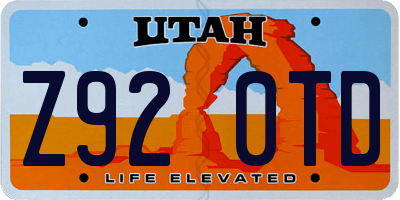 UT license plate Z920TD