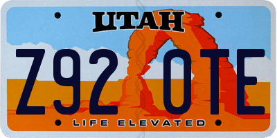 UT license plate Z920TE