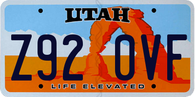 UT license plate Z920VF