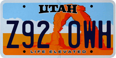 UT license plate Z920WH