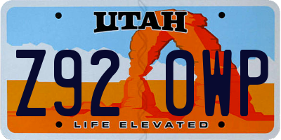 UT license plate Z920WP