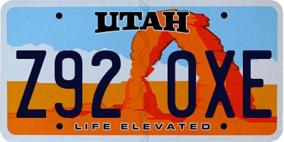 UT license plate Z920XE