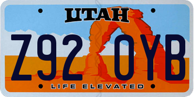 UT license plate Z920YB