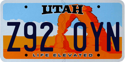 UT license plate Z920YN