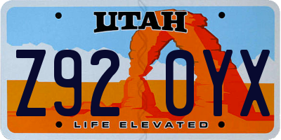 UT license plate Z920YX
