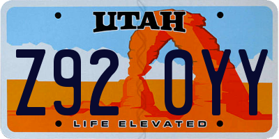 UT license plate Z920YY