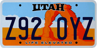 UT license plate Z920YZ