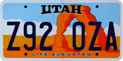 UT license plate Z920ZA