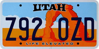 UT license plate Z920ZD