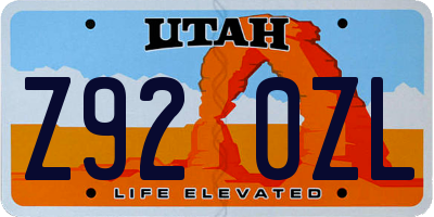 UT license plate Z920ZL