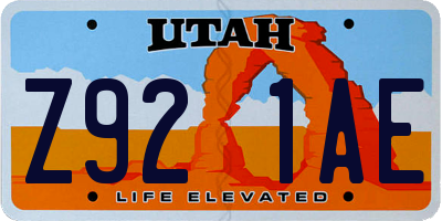 UT license plate Z921AE