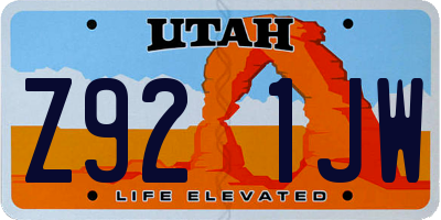 UT license plate Z921JW