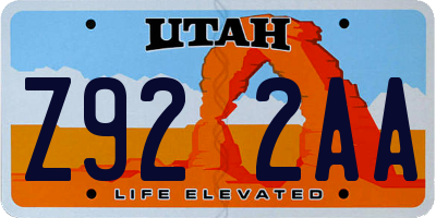UT license plate Z922AA