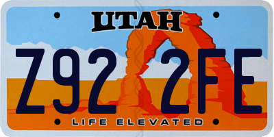 UT license plate Z922FE