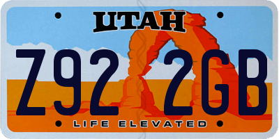 UT license plate Z922GB