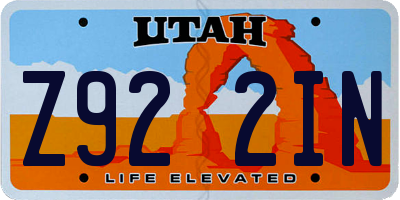 UT license plate Z922IN