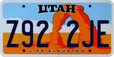 UT license plate Z922JE