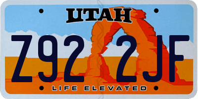 UT license plate Z922JF