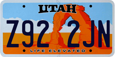 UT license plate Z922JN