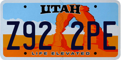 UT license plate Z922PE