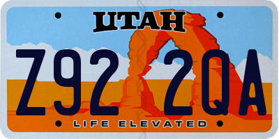 UT license plate Z922QA