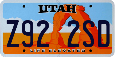 UT license plate Z922SD