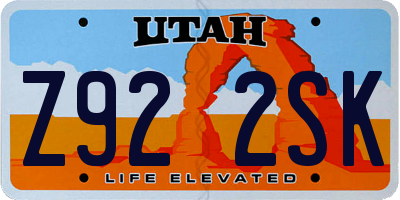 UT license plate Z922SK