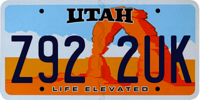 UT license plate Z922UK