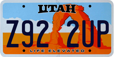 UT license plate Z922UP